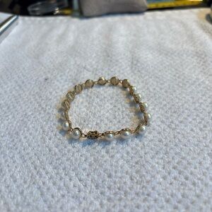 Vintage William Lam
& Co 14k Gold Pearl Link Bracelet